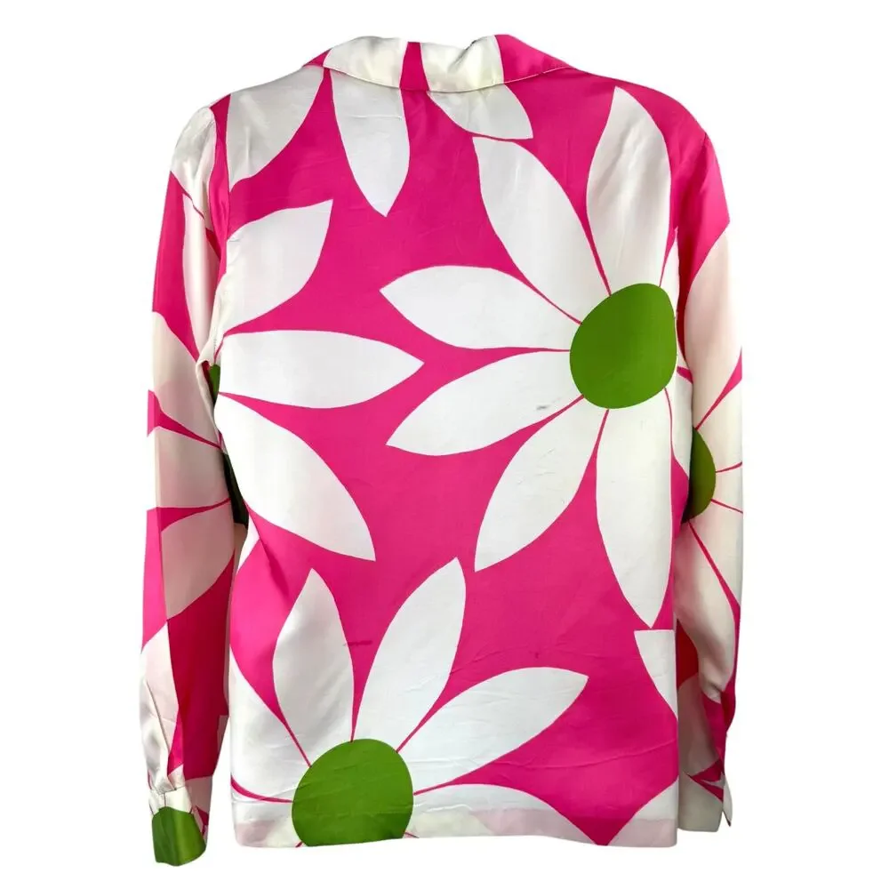 1960's PHIL ROSE OF CALIFORNIA pink and green daisy blouse - Picture 4 of 9